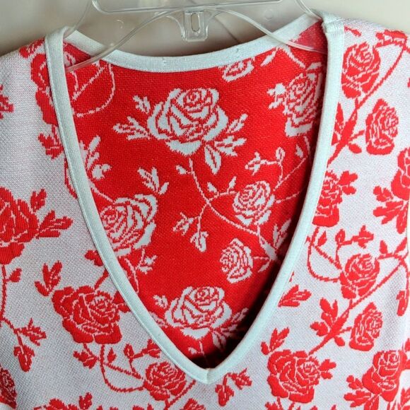 Rose pattern Orange and White Dress - Picture 3 of 7